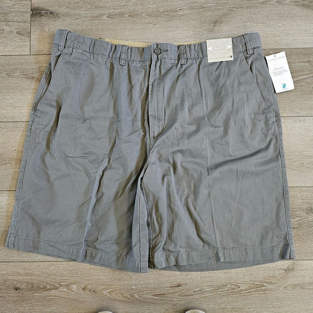 NWT Geoffrey Beene Extender Waistband Shorts Size 44 Gray Pockets Solid 9.5"